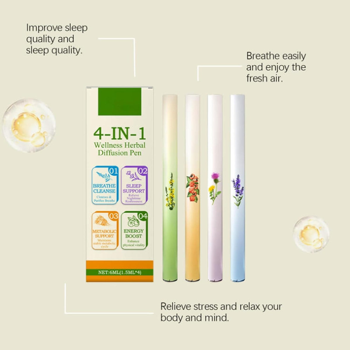 4-In-1 Diffusion Pen Set – Plant-Based Aromatherapy, Relaxation & Mood-Enhancing