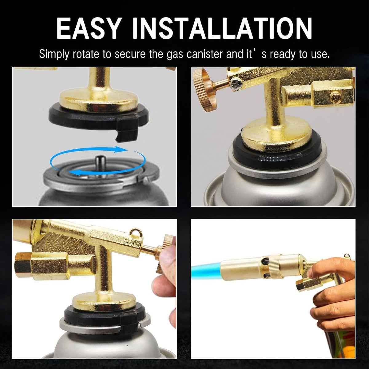 🔥Copper Alloy Butane Torch Head✅️Adjustable Flame Kitchen Torch😋Handheld Blow Lighter for BBQ