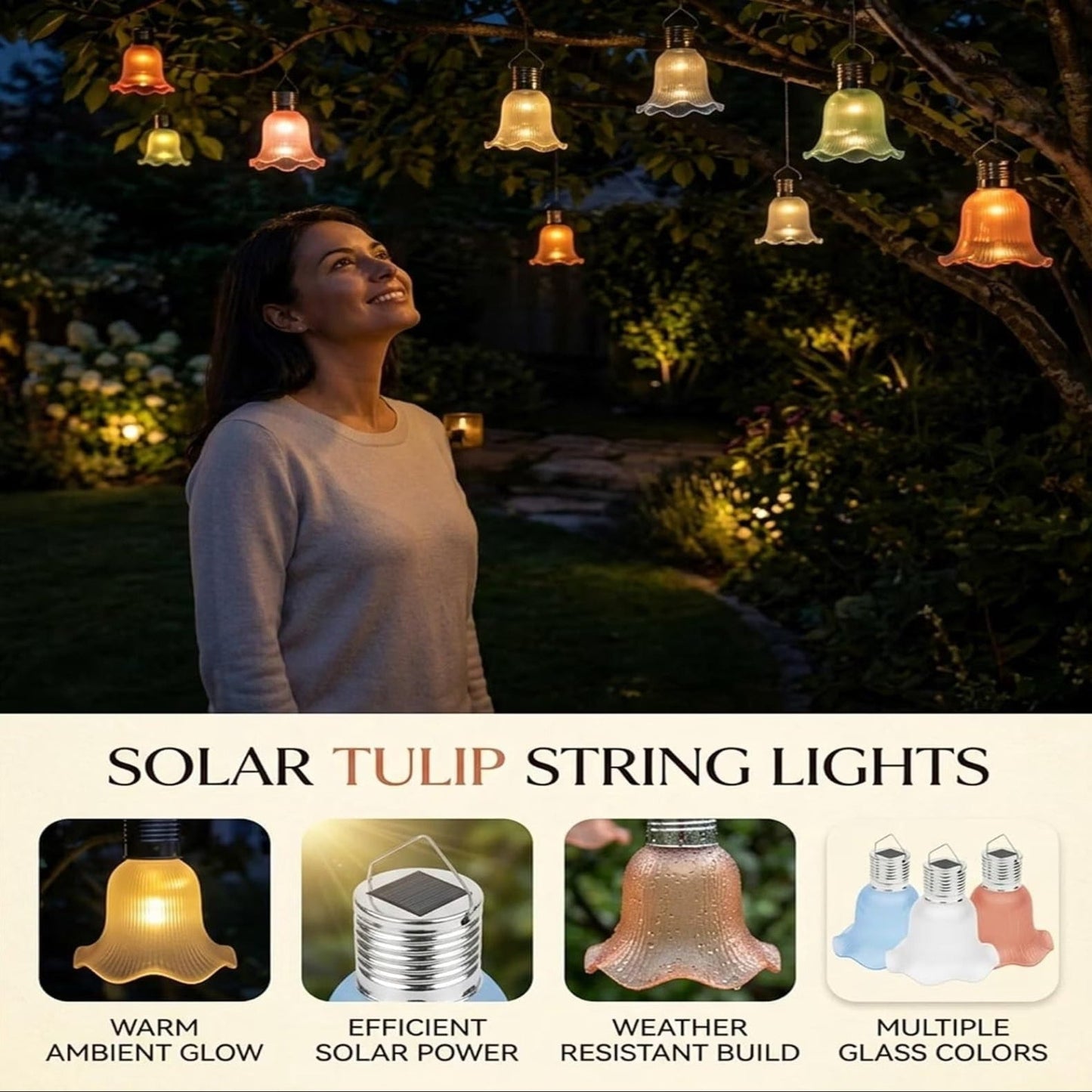 Solar Tulip Outdoor String Lights
