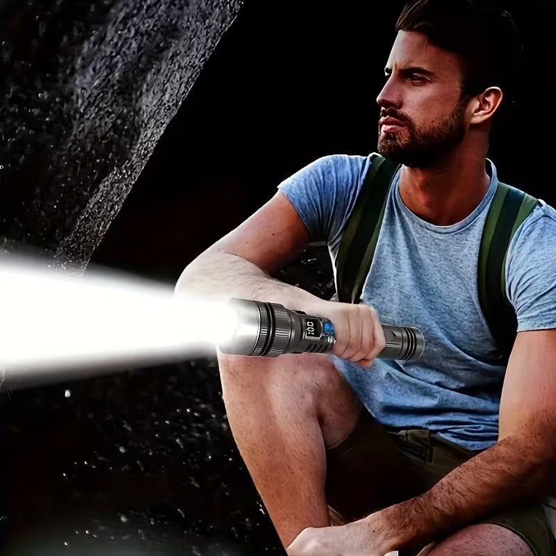 🔦Ultra Bright Tactical Rechargeable LED Flashlight, IP44 Waterproof, Portable Emergency Light for Camping & Hiking