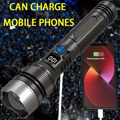 🔦Ultra Bright Tactical Rechargeable LED Flashlight, IP44 Waterproof, Portable Emergency Light for Camping & Hiking