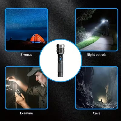 🔦Ultra Bright Tactical Rechargeable LED Flashlight, IP44 Waterproof, Portable Emergency Light for Camping & Hiking