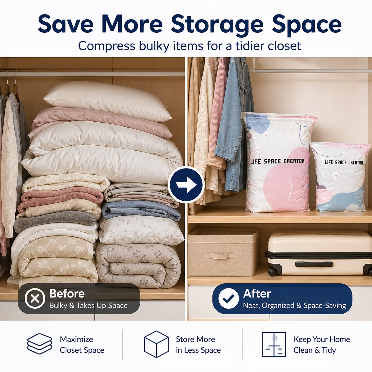 No Pump Vacuum Storage Bags