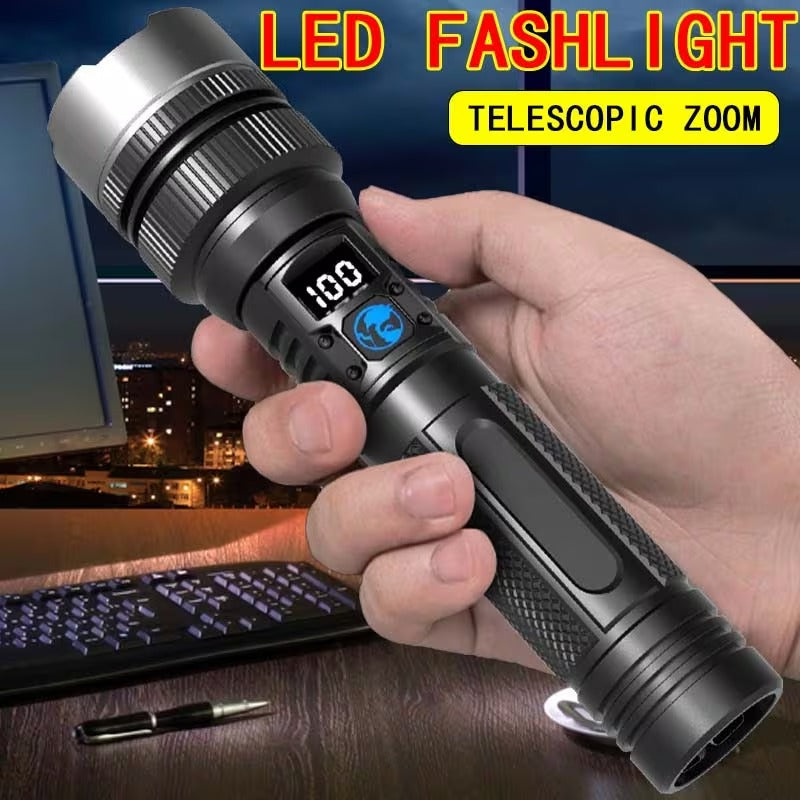 🔦Ultra Bright Tactical Rechargeable LED Flashlight, IP44 Waterproof, Portable Emergency Light for Camping & Hiking
