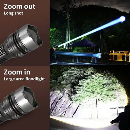 🔦Ultra Bright Tactical Rechargeable LED Flashlight, IP44 Waterproof, Portable Emergency Light for Camping & Hiking