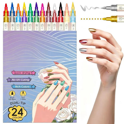 12/24 Colors Nail Art Pens – DIY 3D Markers for Drawing, Dotting & Manicure