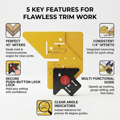 dht™⭐Trim 45 Carpentry Aid Ruler📏For Door Casing, Window Trim, Baseboards