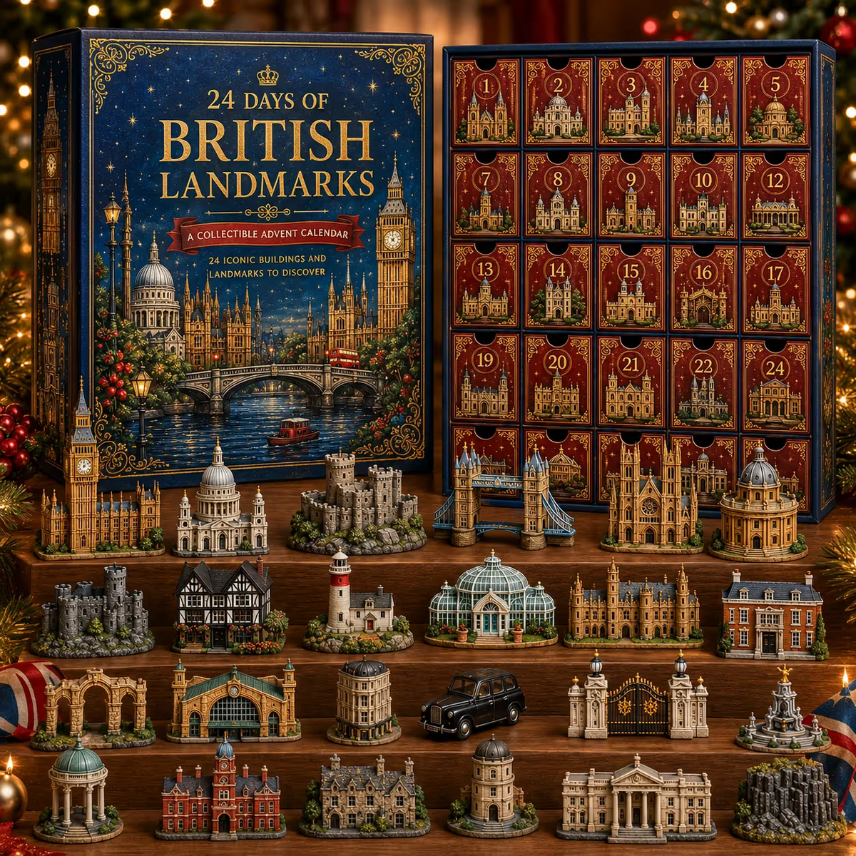 24‑Day Festive Countdown, UK Landmark Themed Collectible Miniatures Blind Box
