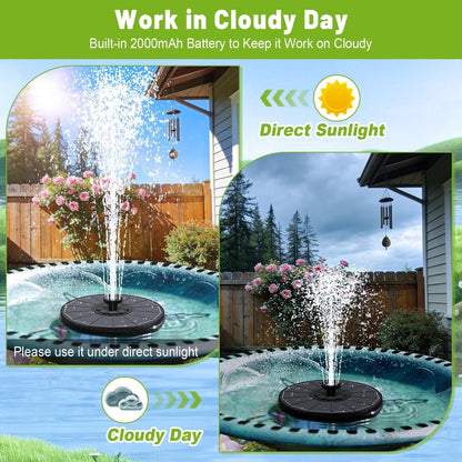 Solar Water Fountain with 6 Nozzles