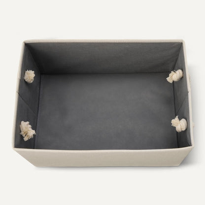 Natural Linen Rope-Handled Storage Bins (Set of 3)