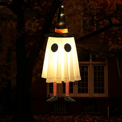 👻 Halloween Hanging Ghosts with Witch Hat Lights