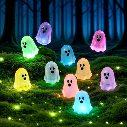 🎃 Glow‑in‑the‑Dark Mini Ghosts – Cute Halloween Hanging Decorations, 7 Assorted Colors Per Set