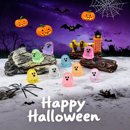 🎃 Glow‑in‑the‑Dark Mini Ghosts – Cute Halloween Hanging Decorations, 7 Assorted Colors Per Set