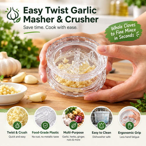 🧄 Manual Garlic Twister & Masher – Easy Twist Garlic Crusher（2 pcs)