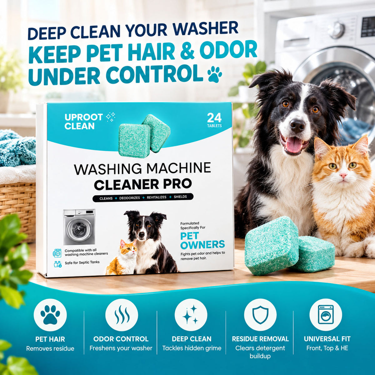 🧼 Washing Machine Cleaner Pro – Deep Cleaning & Odor Removal Tablets