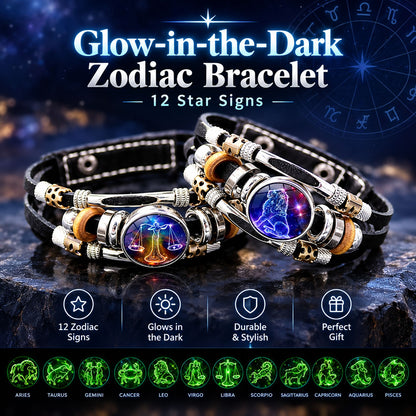 ♈ Glow-in-the-Dark Zodiac Bracelet – 12 Star Signs